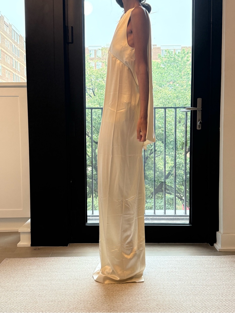 Saint Laurent Ivory Satin Silk Draped Gown - Picture 6 of 8
